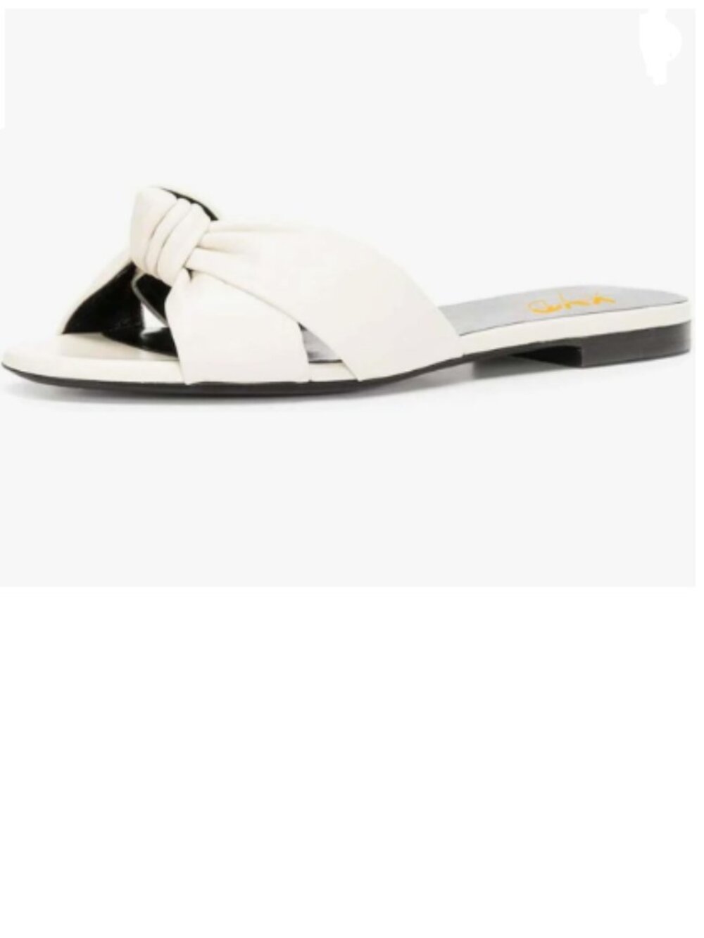 XYD White Open Toe Bowknot Crossover Flats & Block Heel Sandals Slip On Mule